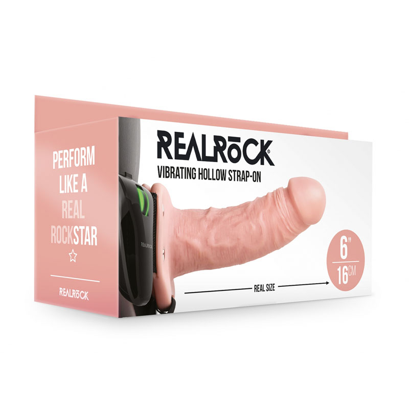 RealRock Vibrating Hollow Strapon 6'' - Flesh